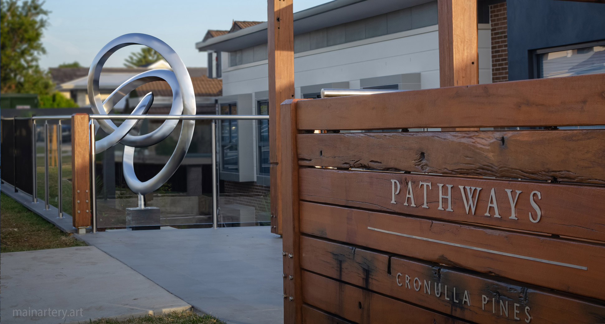 giant stainless spherical building entrance sculpture image