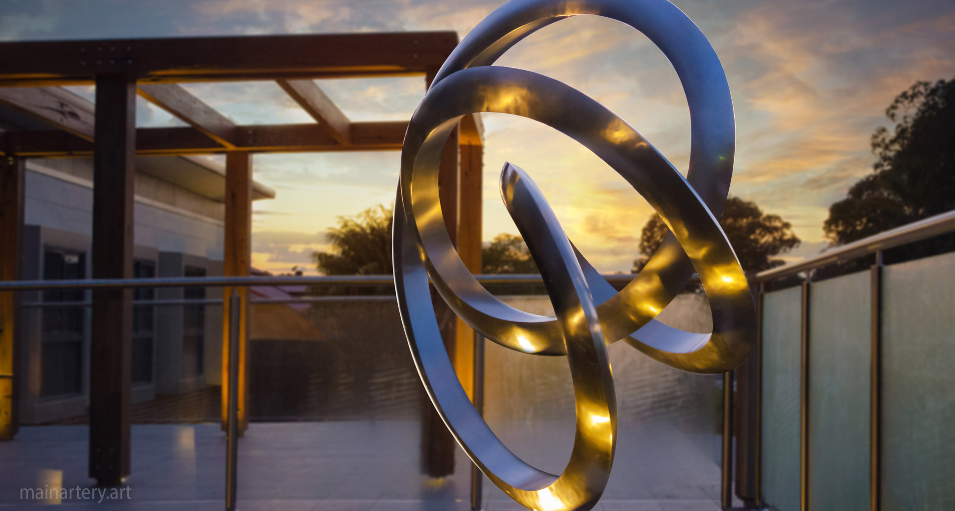 huge stainless modern landscape artwork image