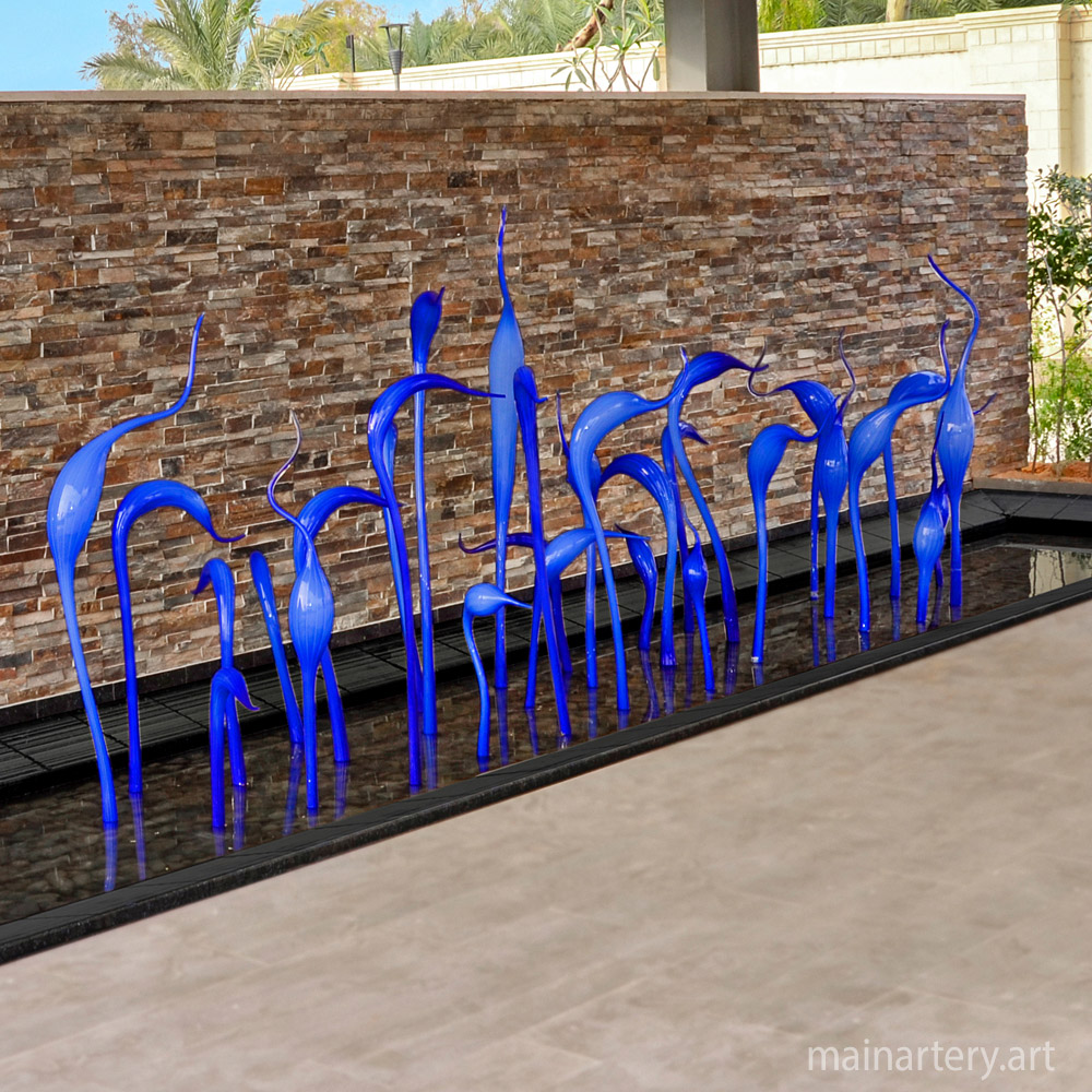 Cover: Small Birds in Blue Stainless Sculpture