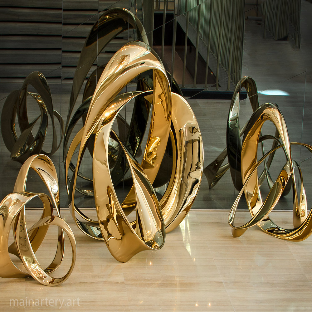 Cover: Large Entangled Mirror Flower Stainless Sculptures