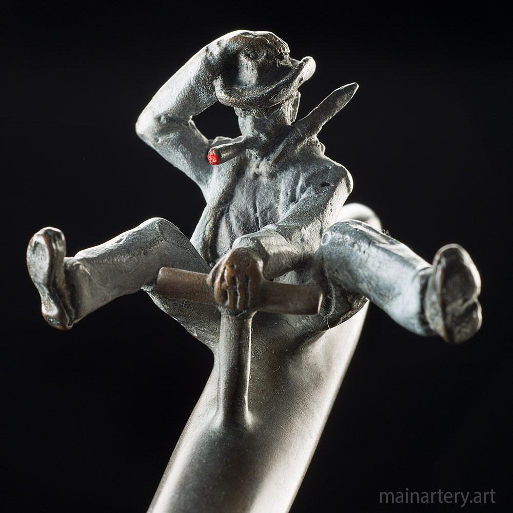 Cover: Men Balancing Feather Bronze Sculpture