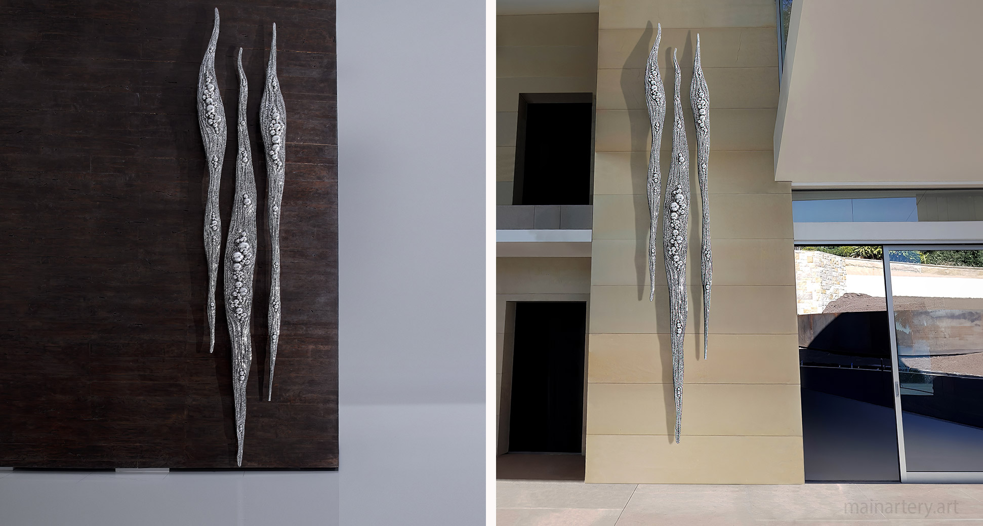 contemporary outdoor organic wall sculpture stainless art image