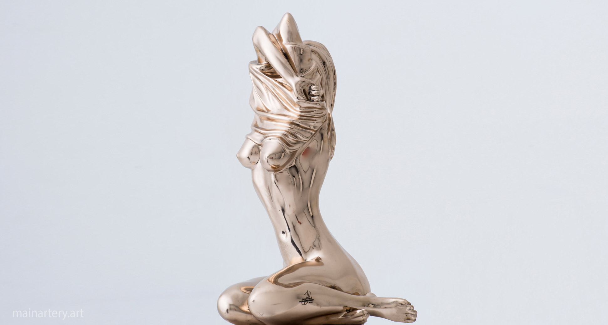 freestanding polished bronze nude sculpture image