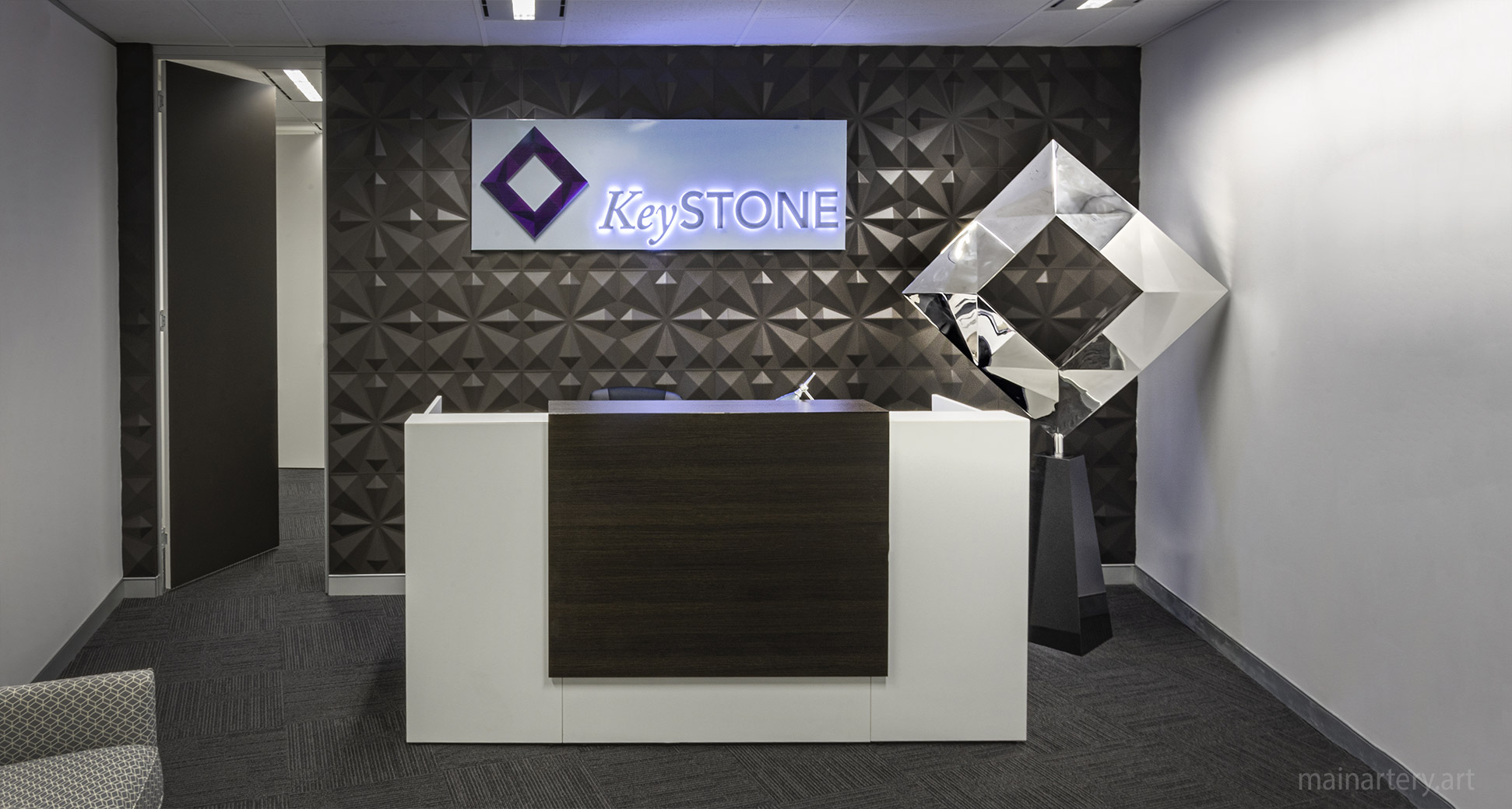 freestanding polished stainless modern office sculpture image