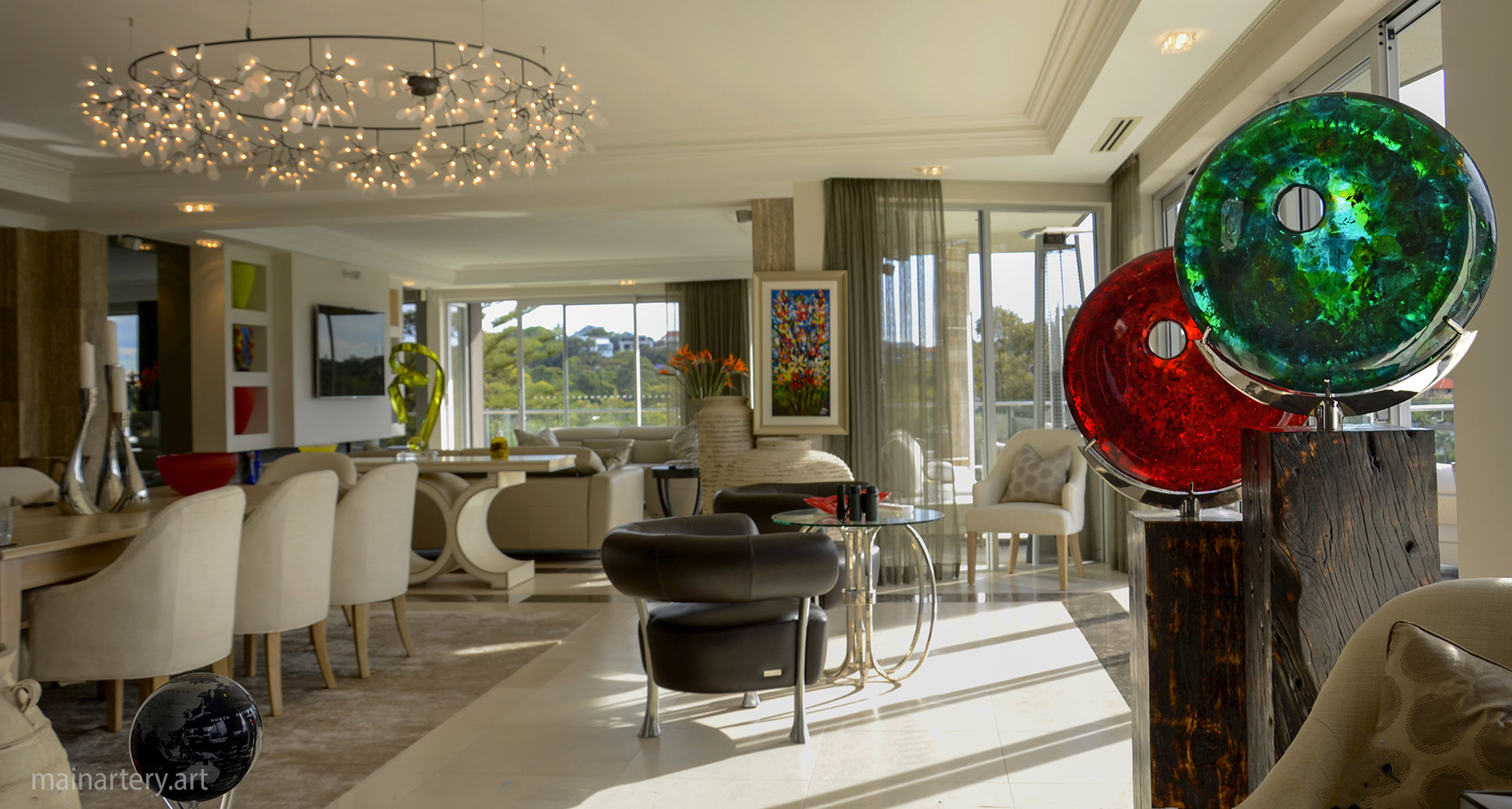 large fiberglass spherical sunrise sunset sculptures image