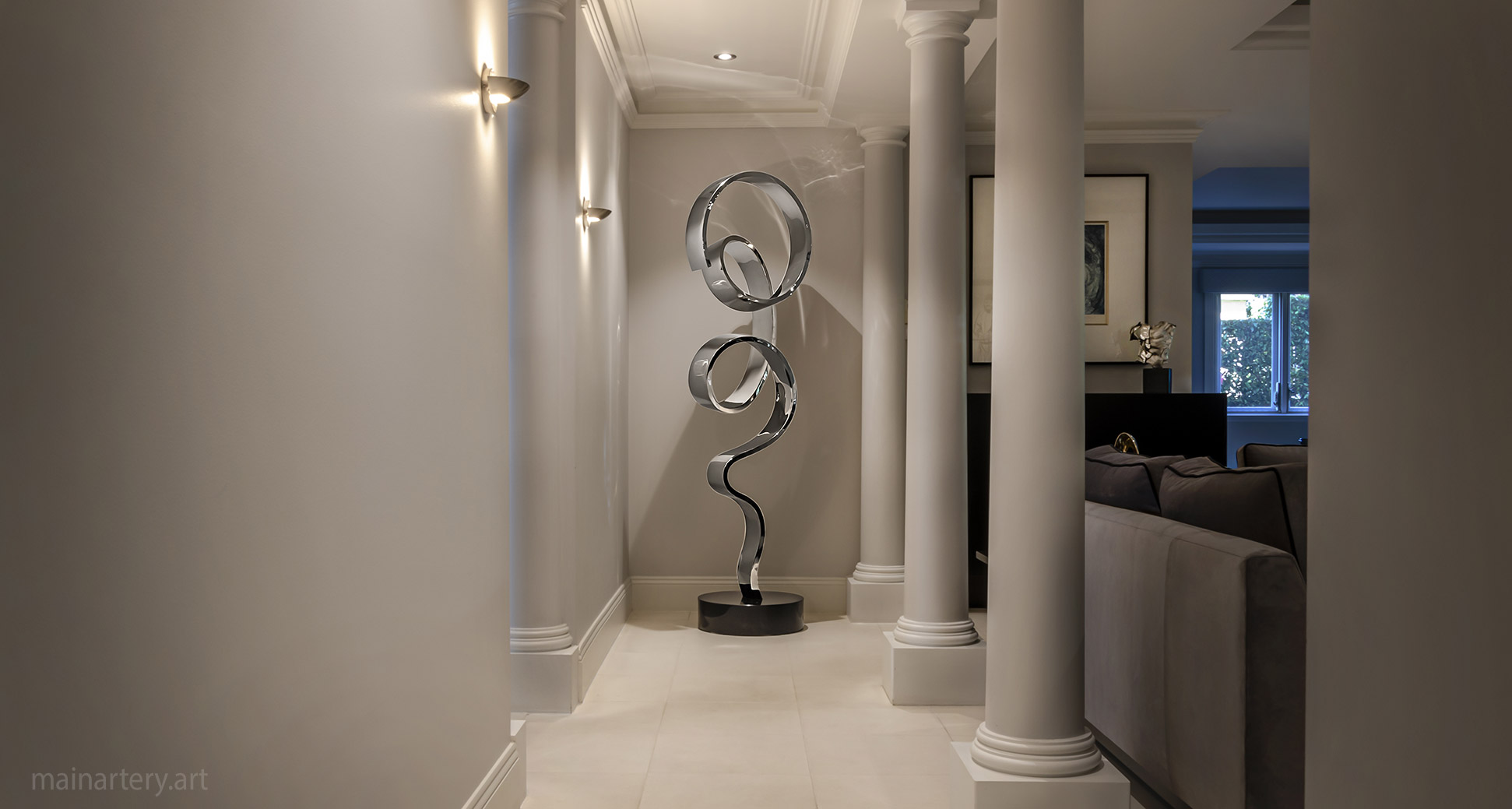 large mirror polished interior totem art image