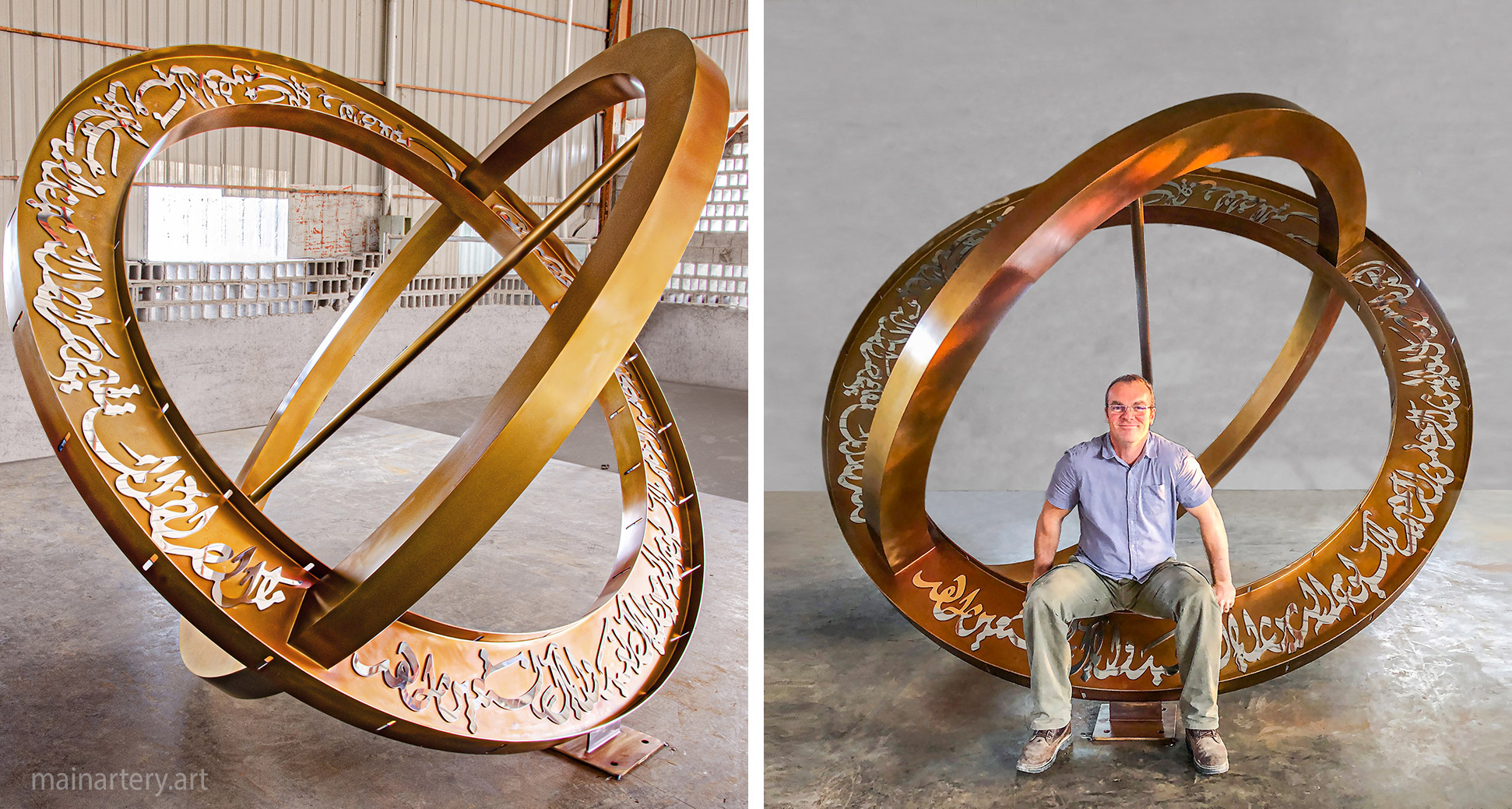 large sundial landscape sculpture arabic calligraphy todd stuart image