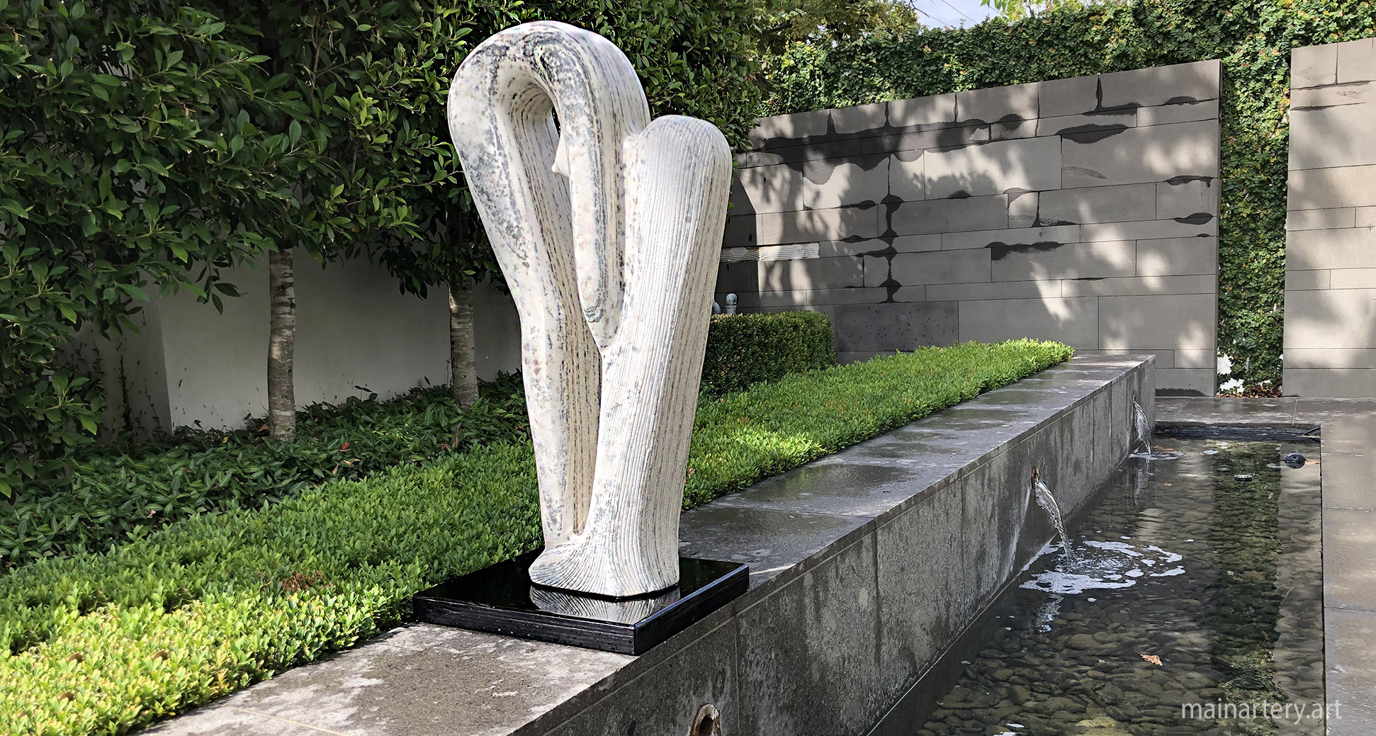 medium white granite figurative female sculpture art image