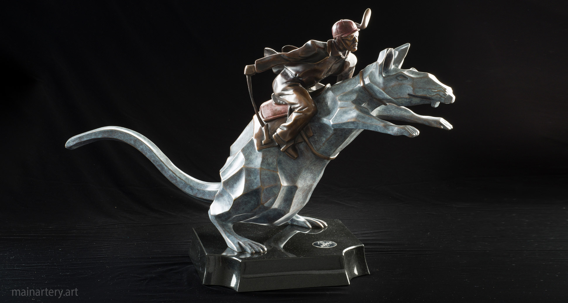 small bronze surreal rat interior art image