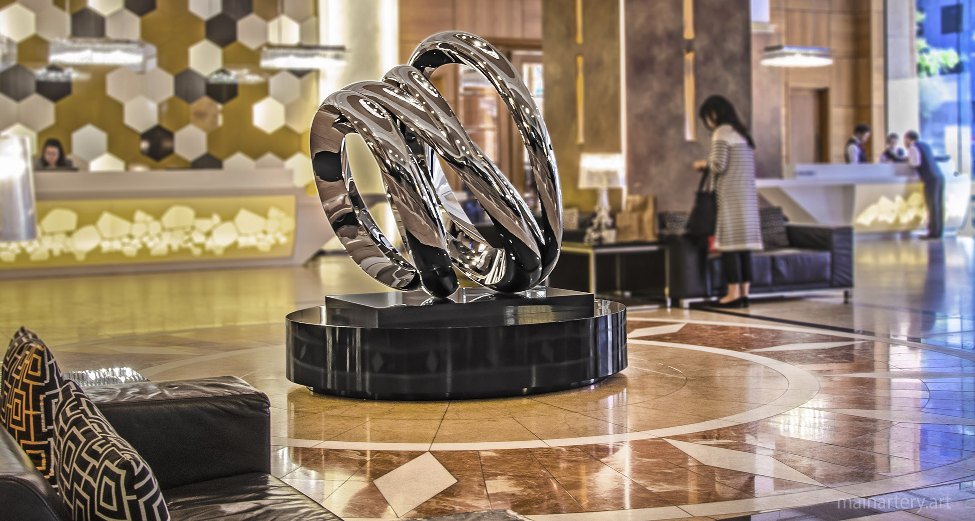 freestanding polished contemporary hotel sculpture image