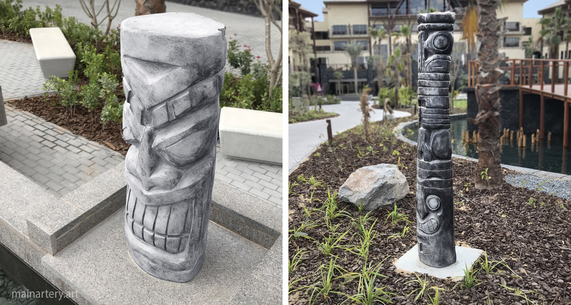 freestanding stone figurative hotel sculpture image