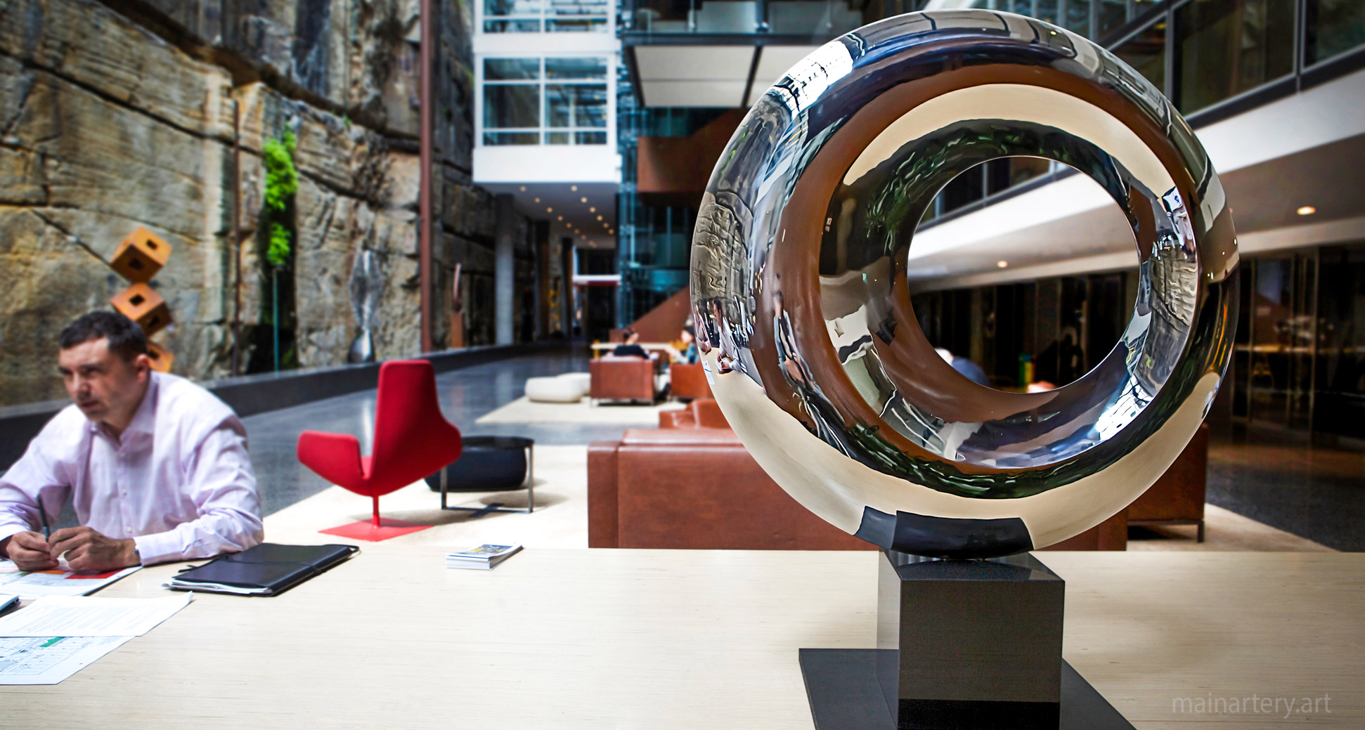 interior mirror polished metal modern artwork image