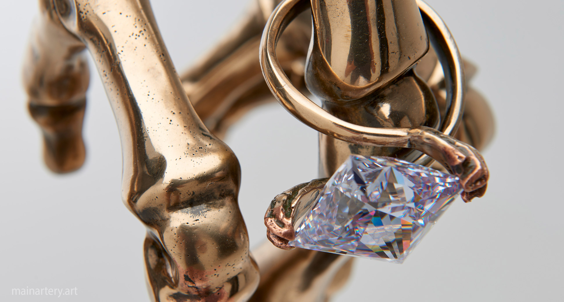 bronze princess cut diamond ring sculpture image