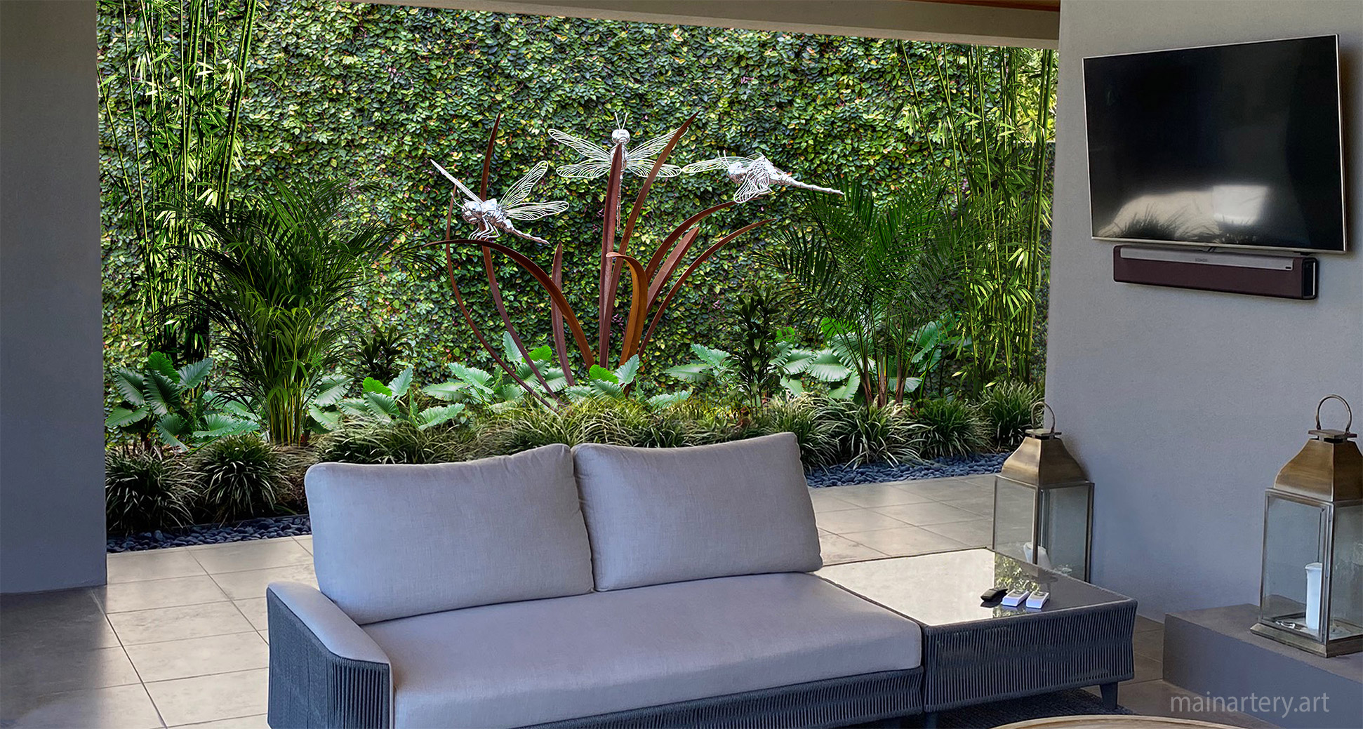 interior dragonfly congregation landscape sculpture image