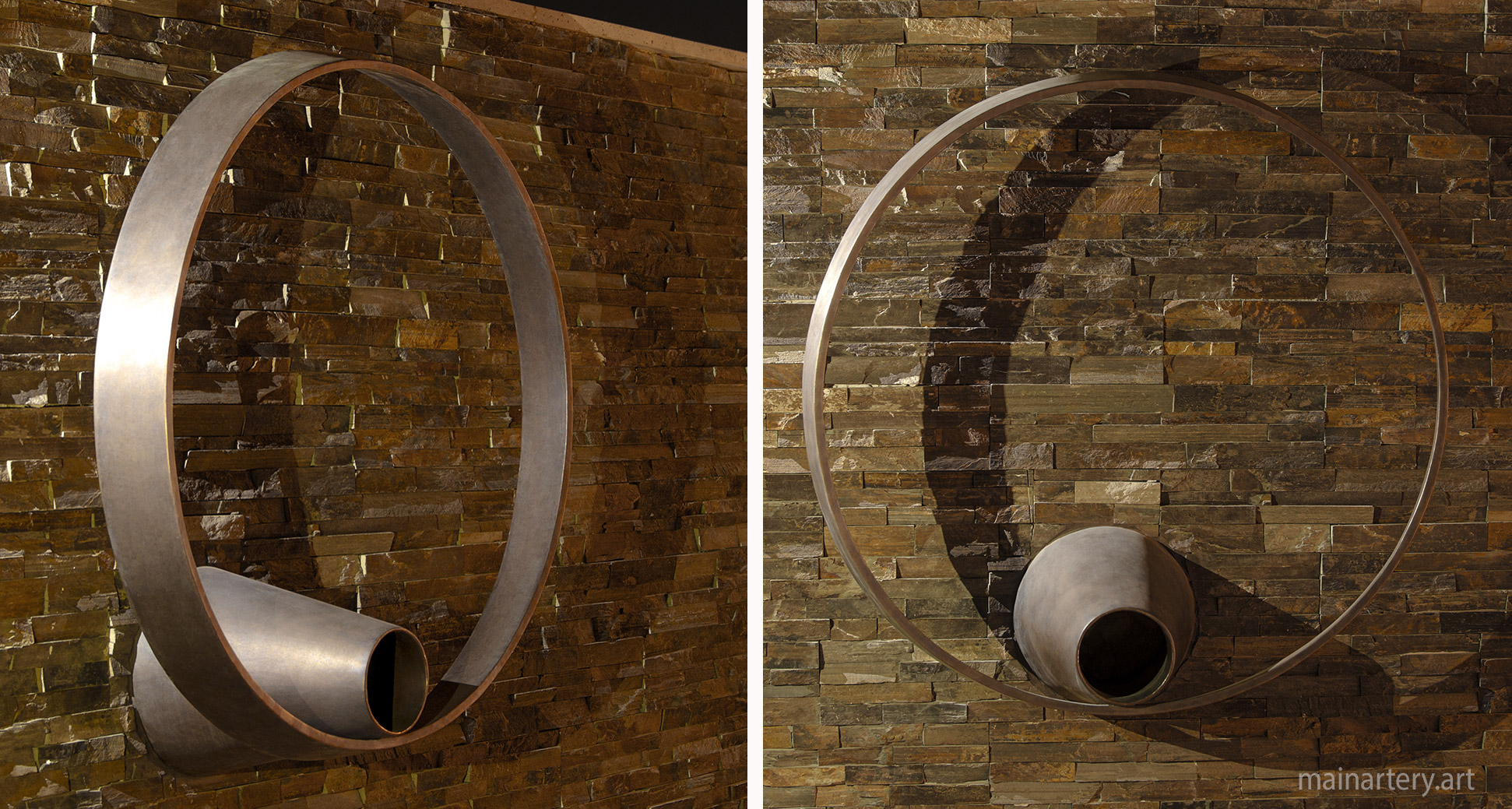 spherical contemporary bronze landscape sculpture image