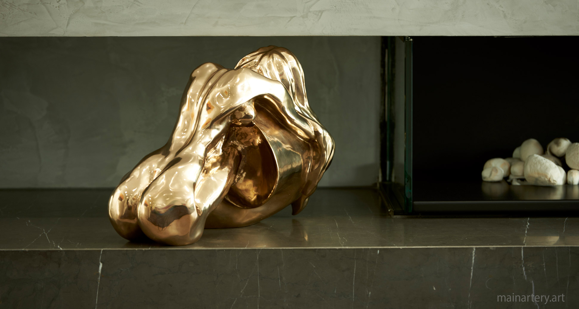 interior polished bronze female sculpture image