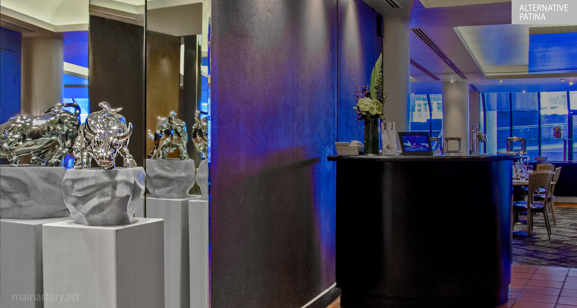 metal contemporary hotel bull artwork image