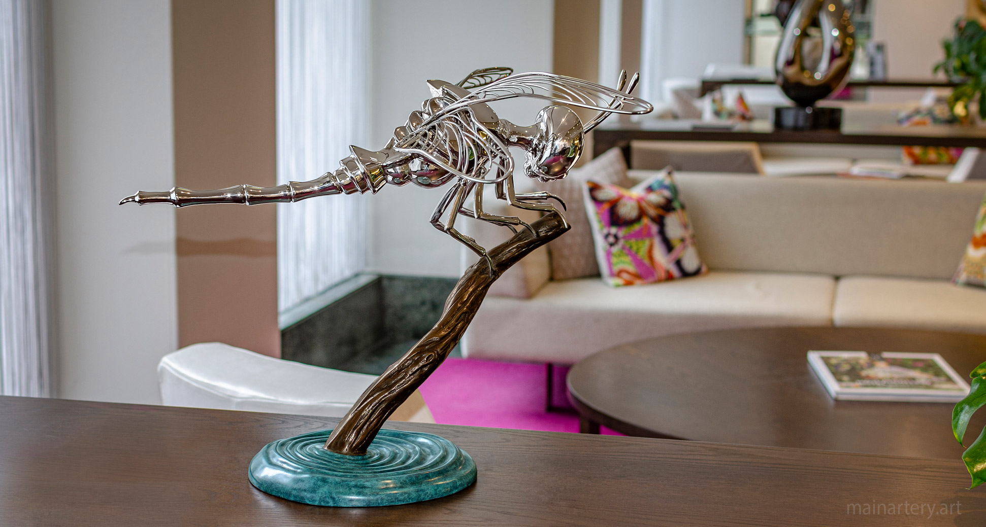 metal dragonfly hotel foyer sculpture image