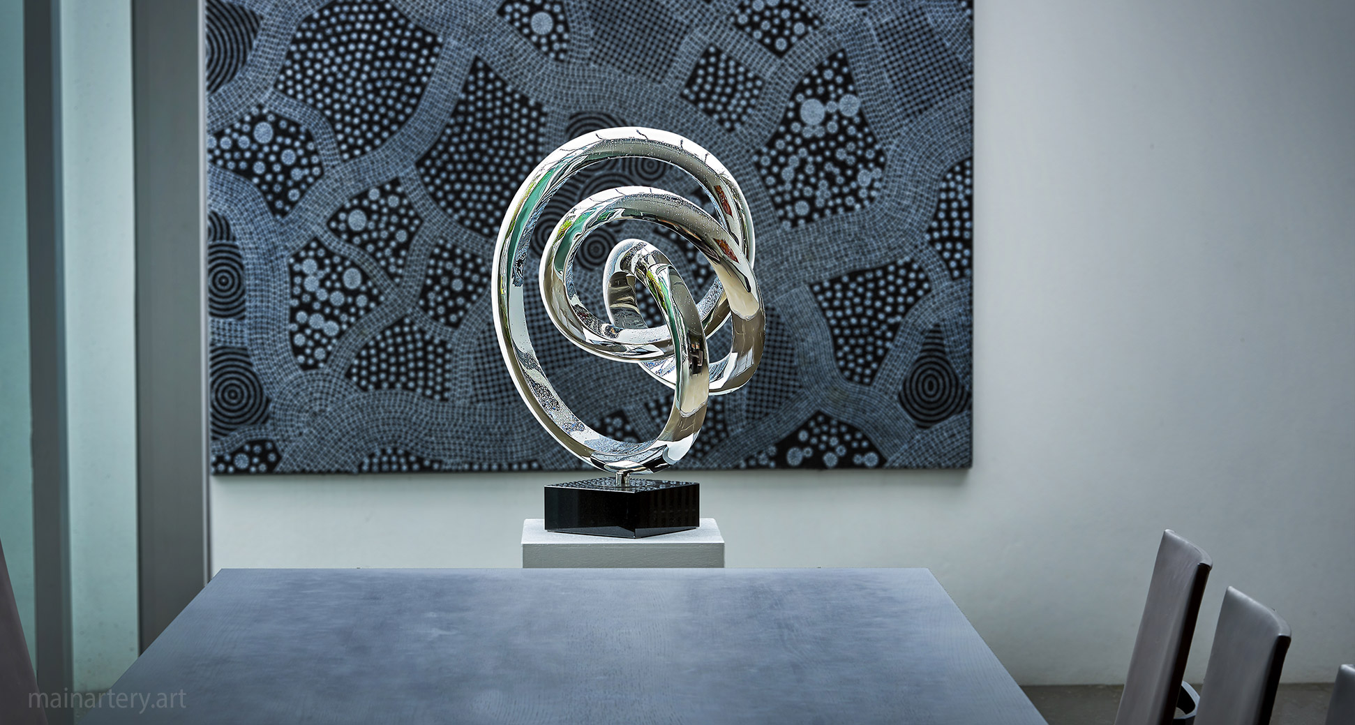 small double tied sculpture boardroom abstract art image