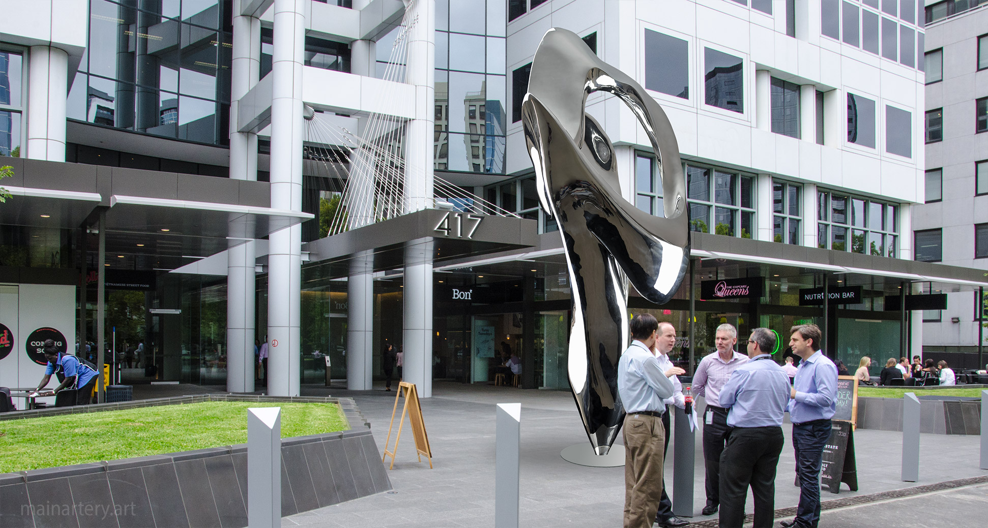 superimposed organic monumental abstract sculpture image