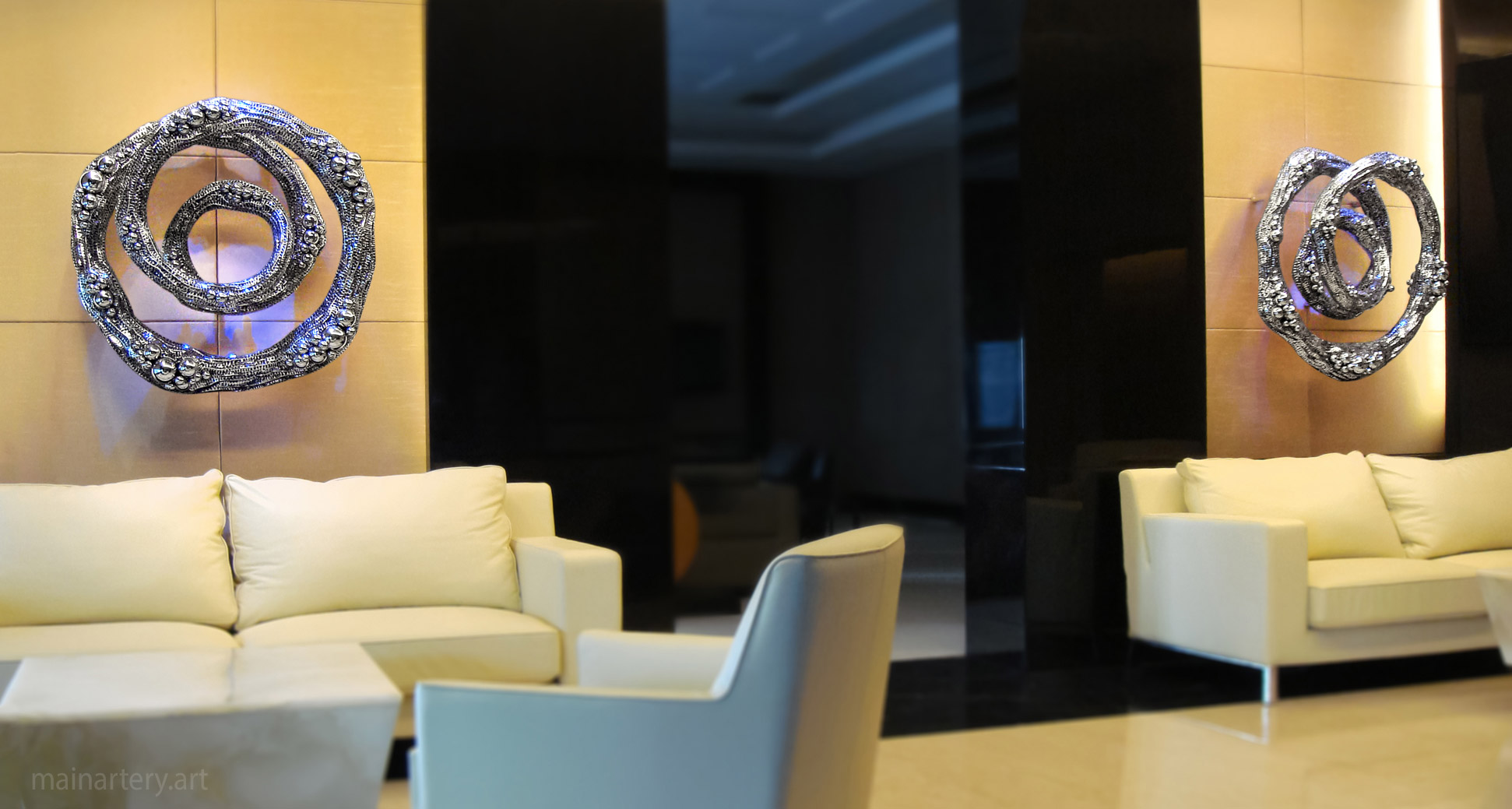 entrance stainless modern wall mounted sculpture image