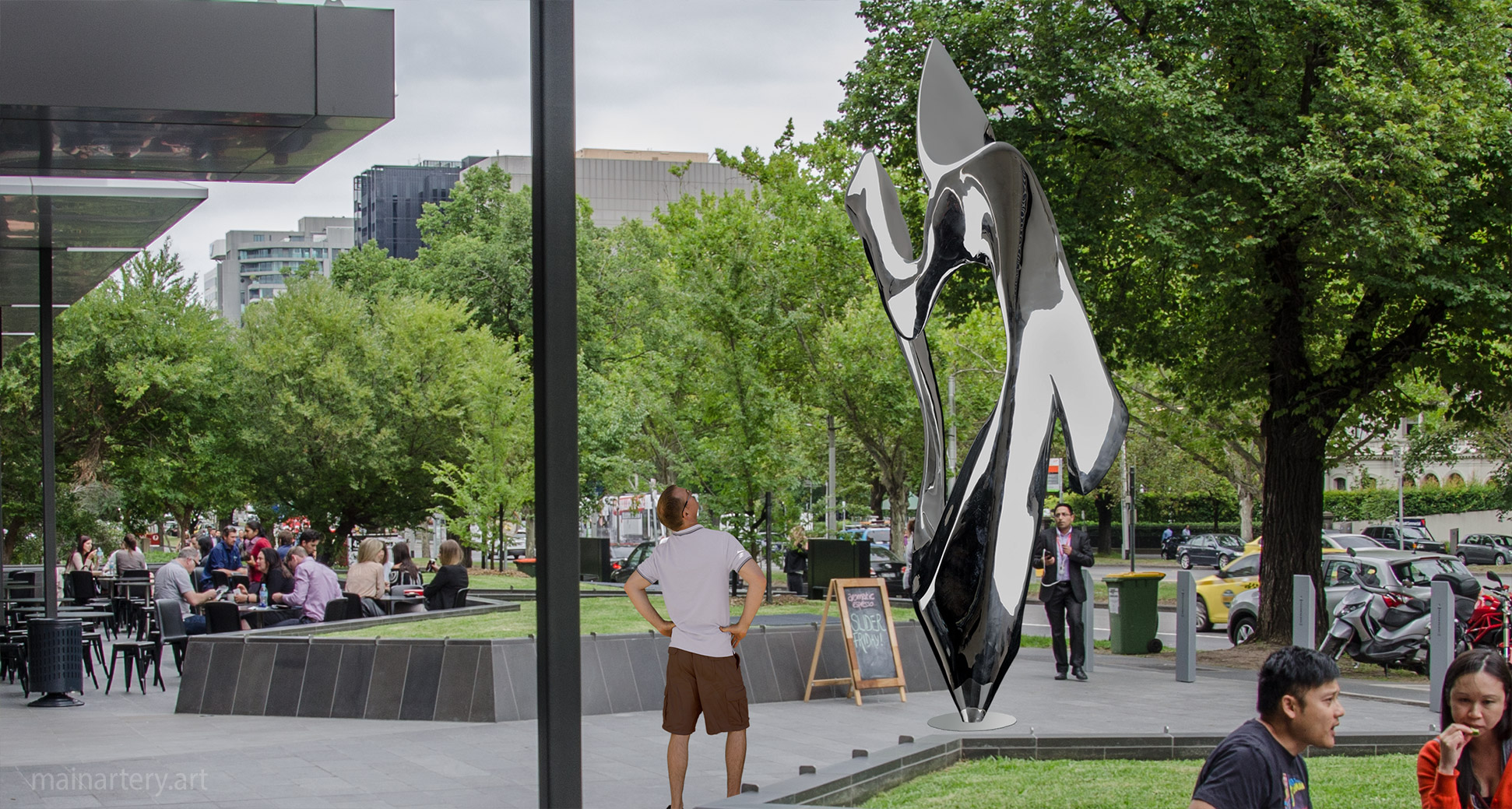 stainless steel monumental outdoor sculpture image
