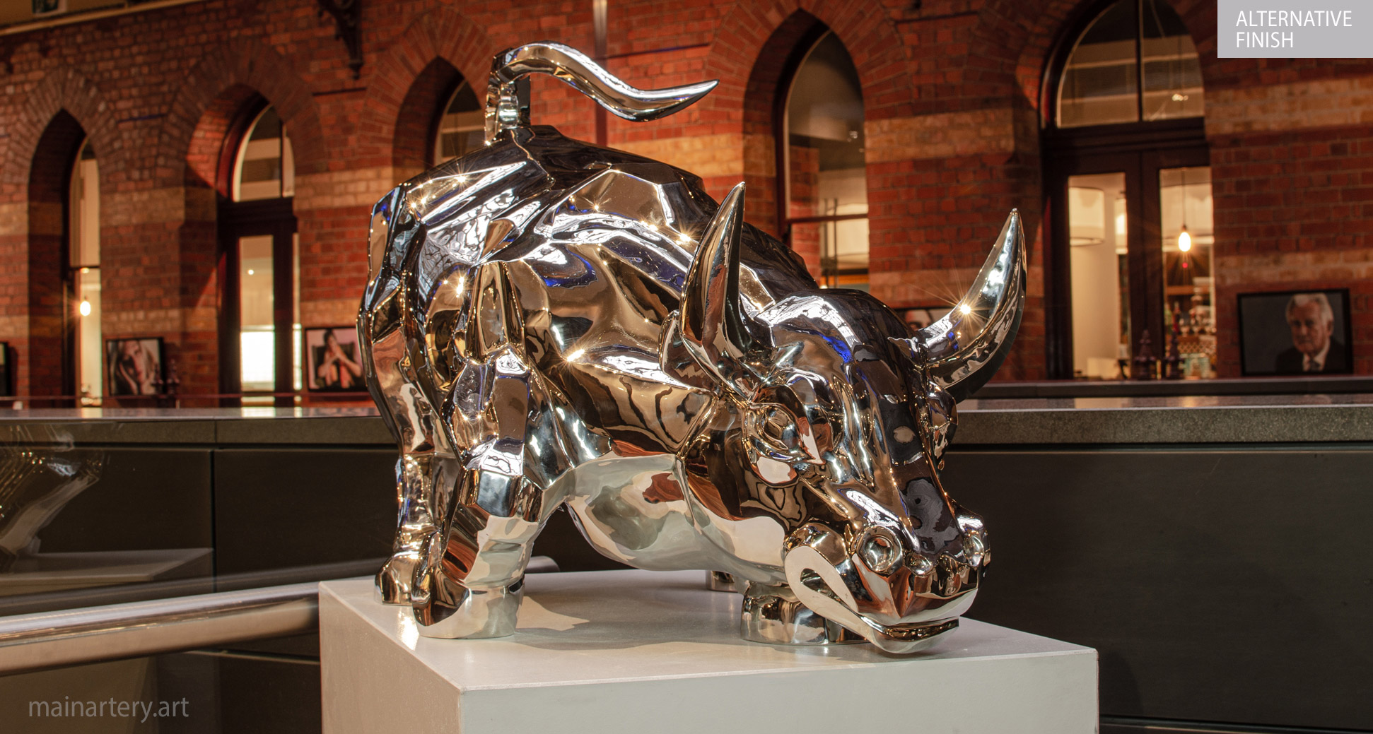 intercontinental hotel stainless raging bull sculpture image