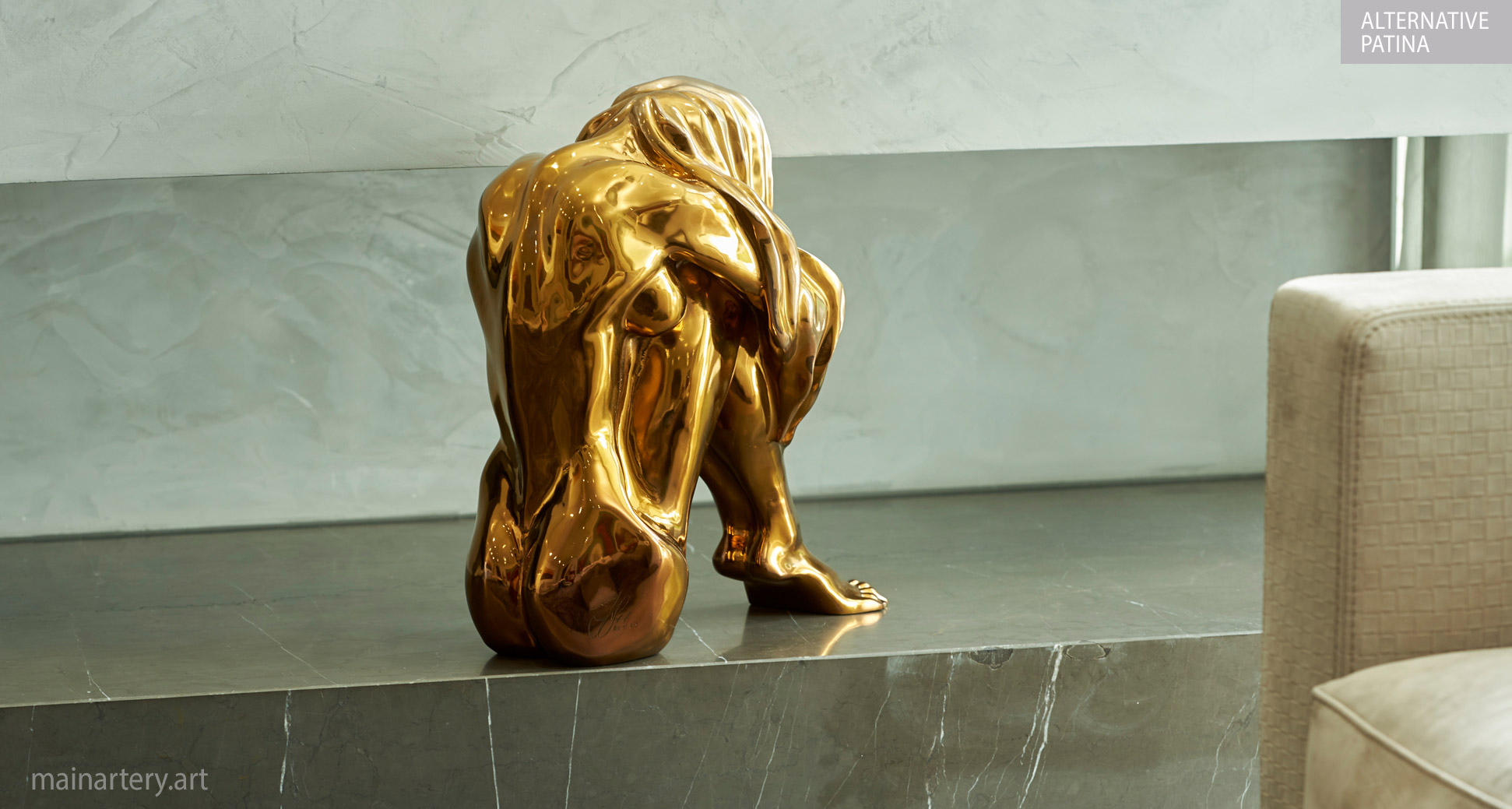 interior polished bronze figurative artwork image