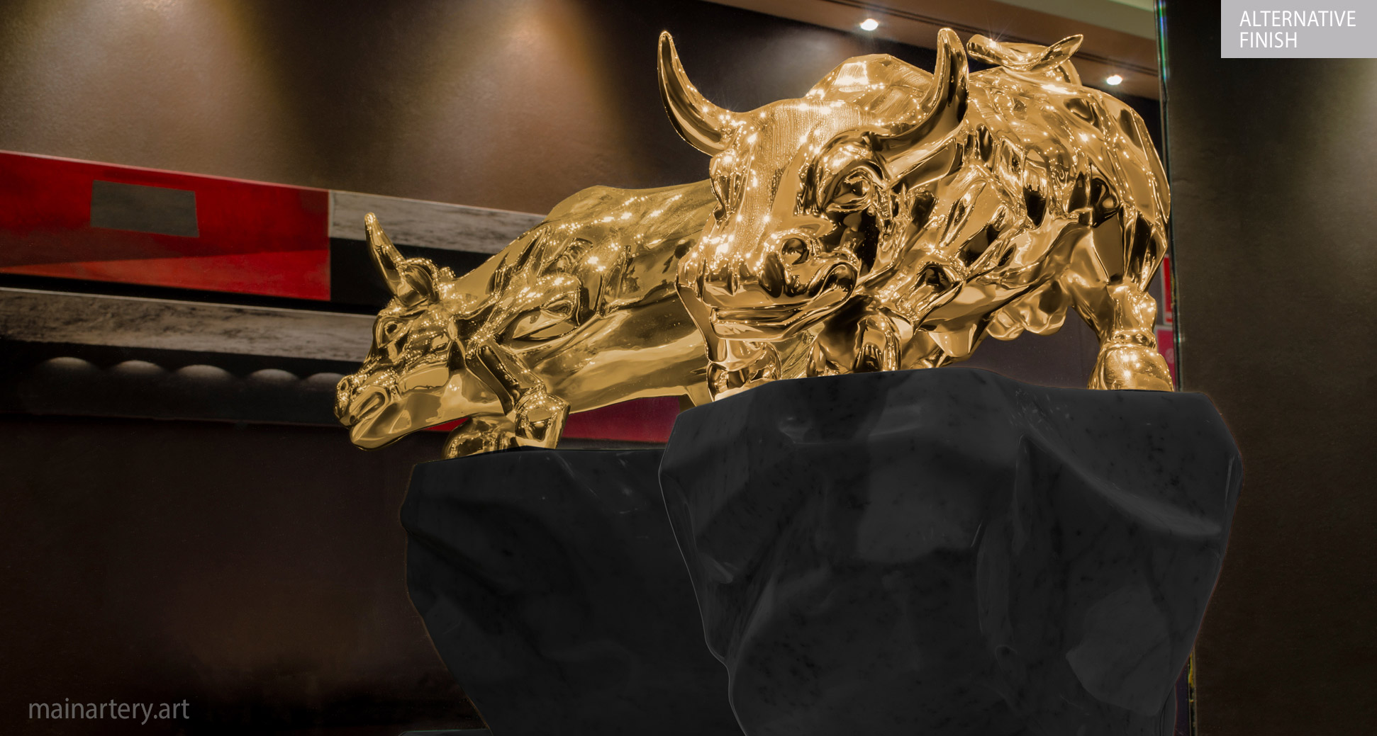 golden titanium interior bull sculpture image