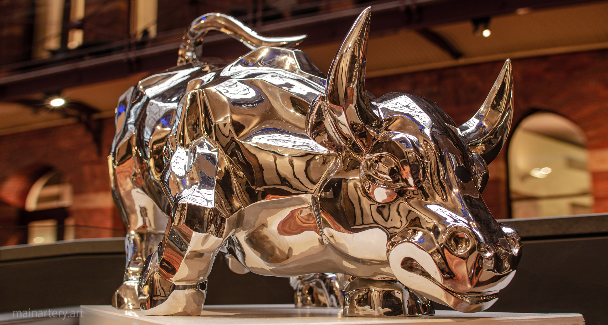 lobby metal bull interior sculpture image