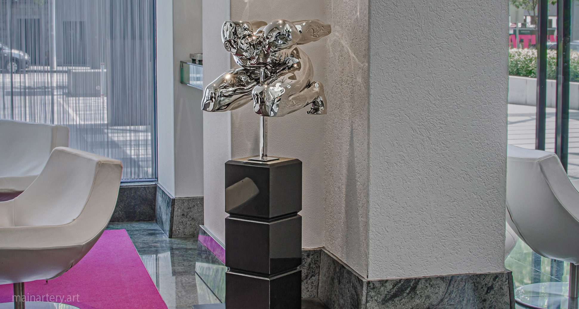 entrance stainless figurative boxedin sculpture image