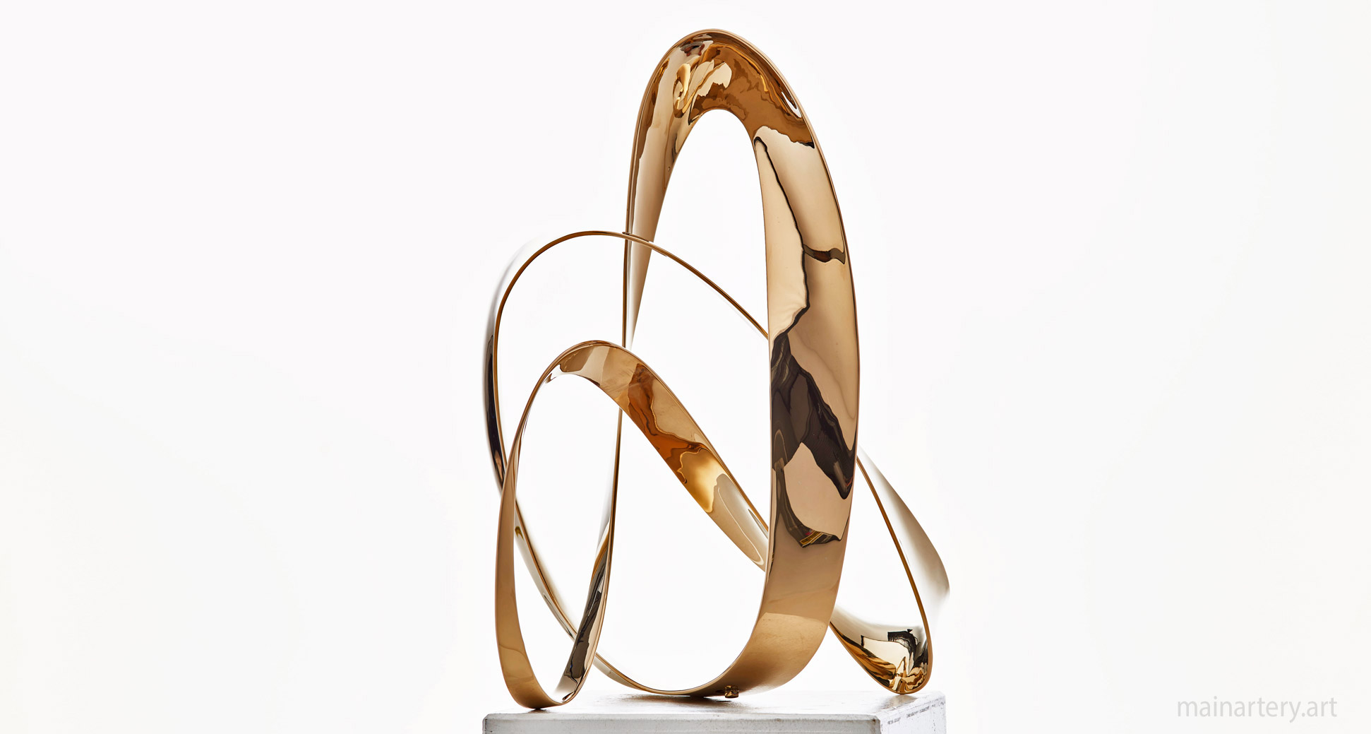 small golden titanium contemporary interior sculpture image