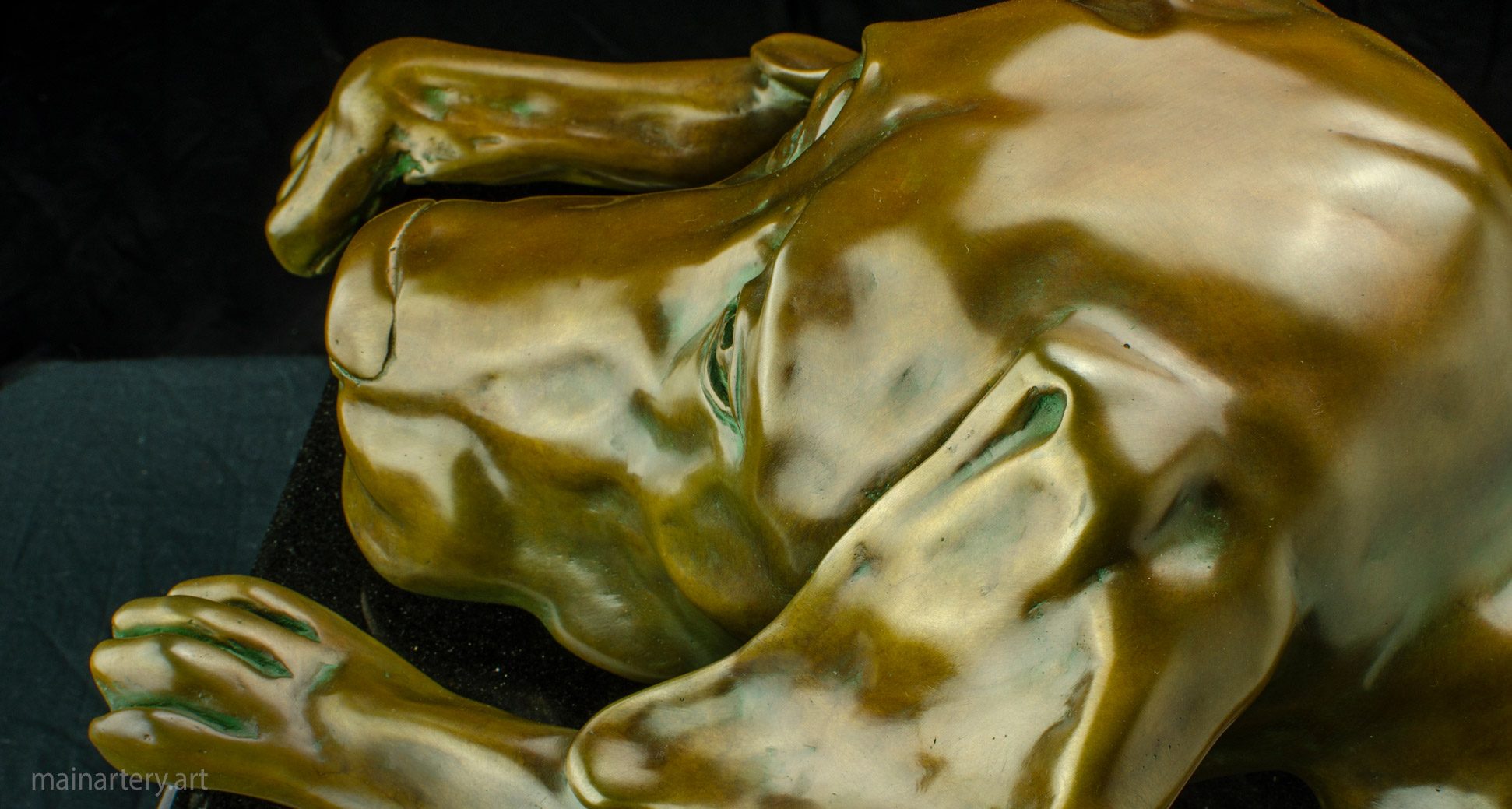 small patina representational dog sculpture image