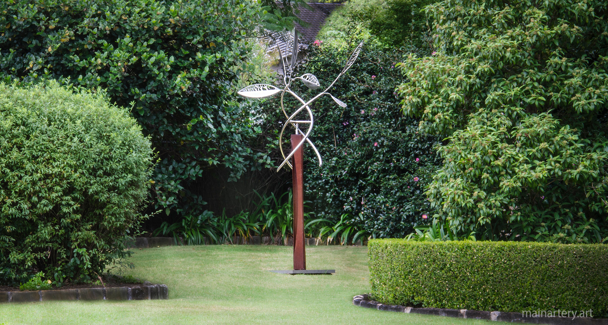courtyard metal spinning kinetic landscape artwork image