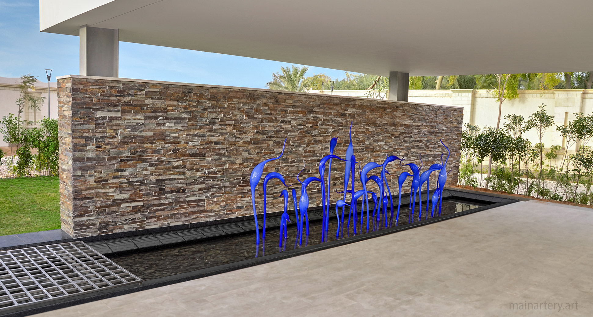 freestanding glass modern outdoor sculpture image
