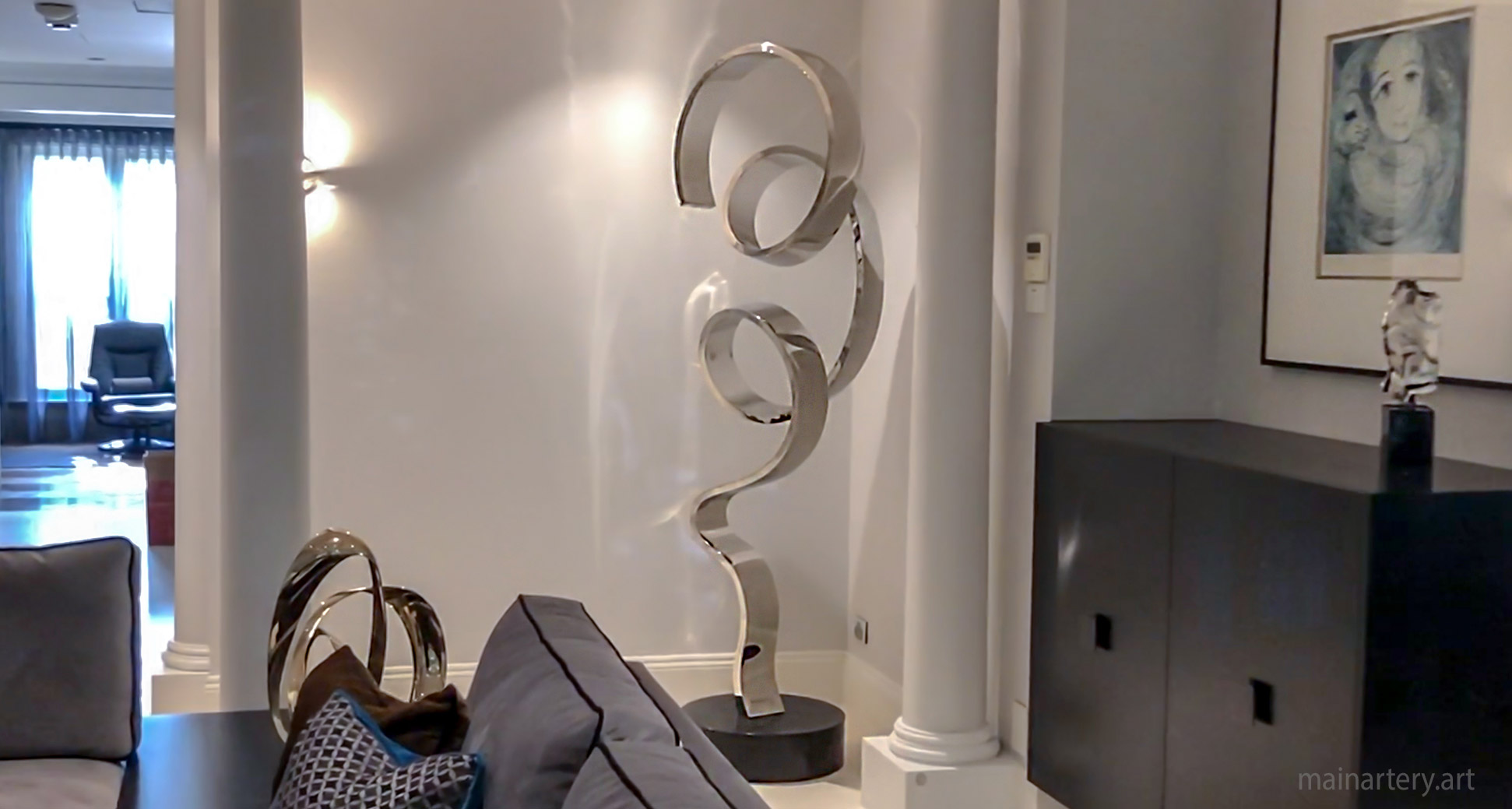 freestanding stainless modern totem artwork image