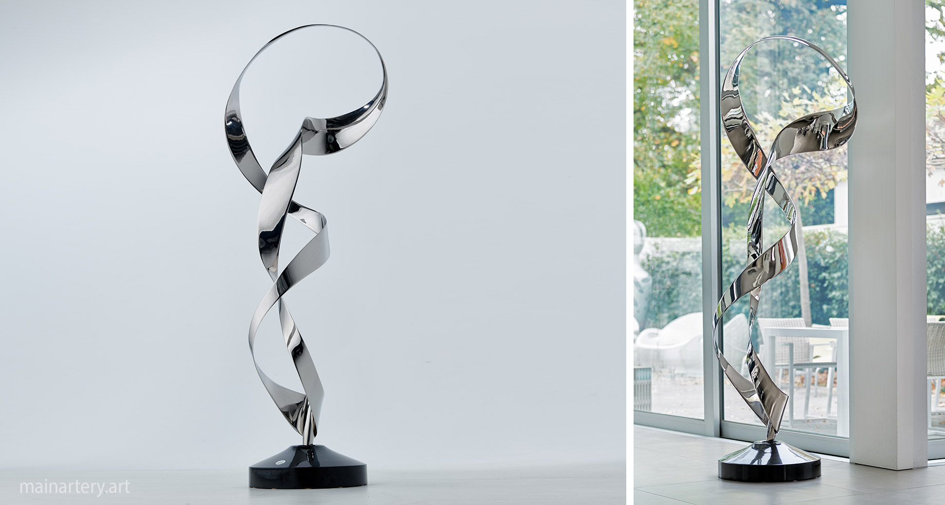 freestanding stainless steel abstract interior sculpture image