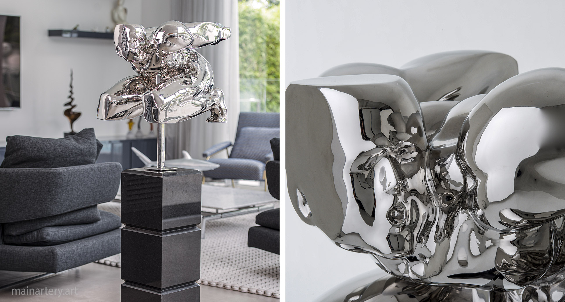 large freestanding polished steel sculpture image