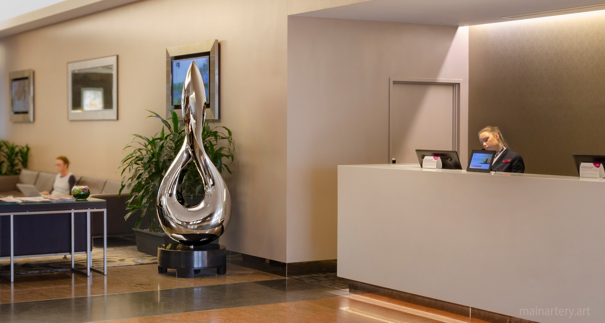 large stainless modern infinity lobby sculpture image