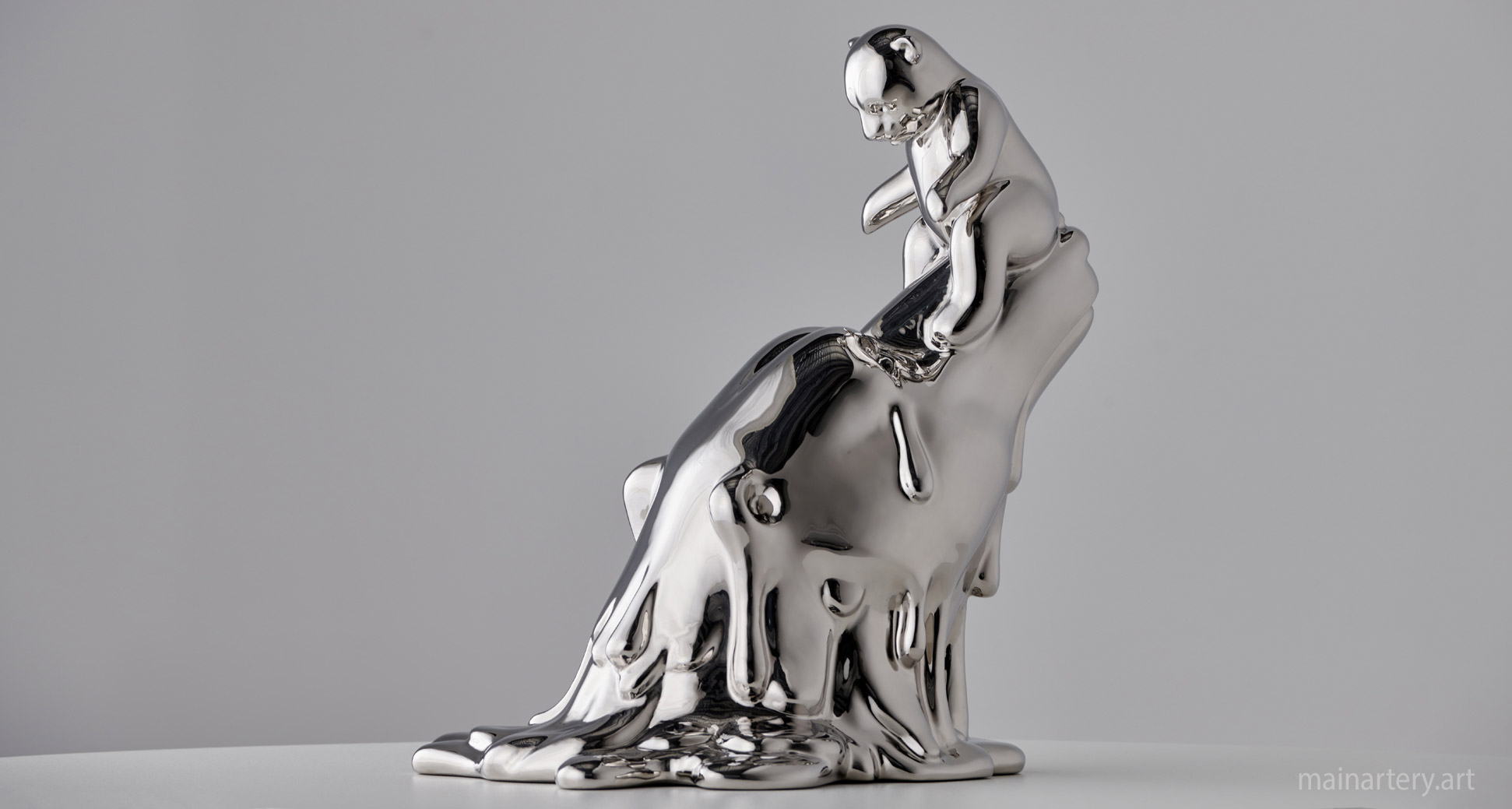 mirror polished climate representational polar bear sculpture image