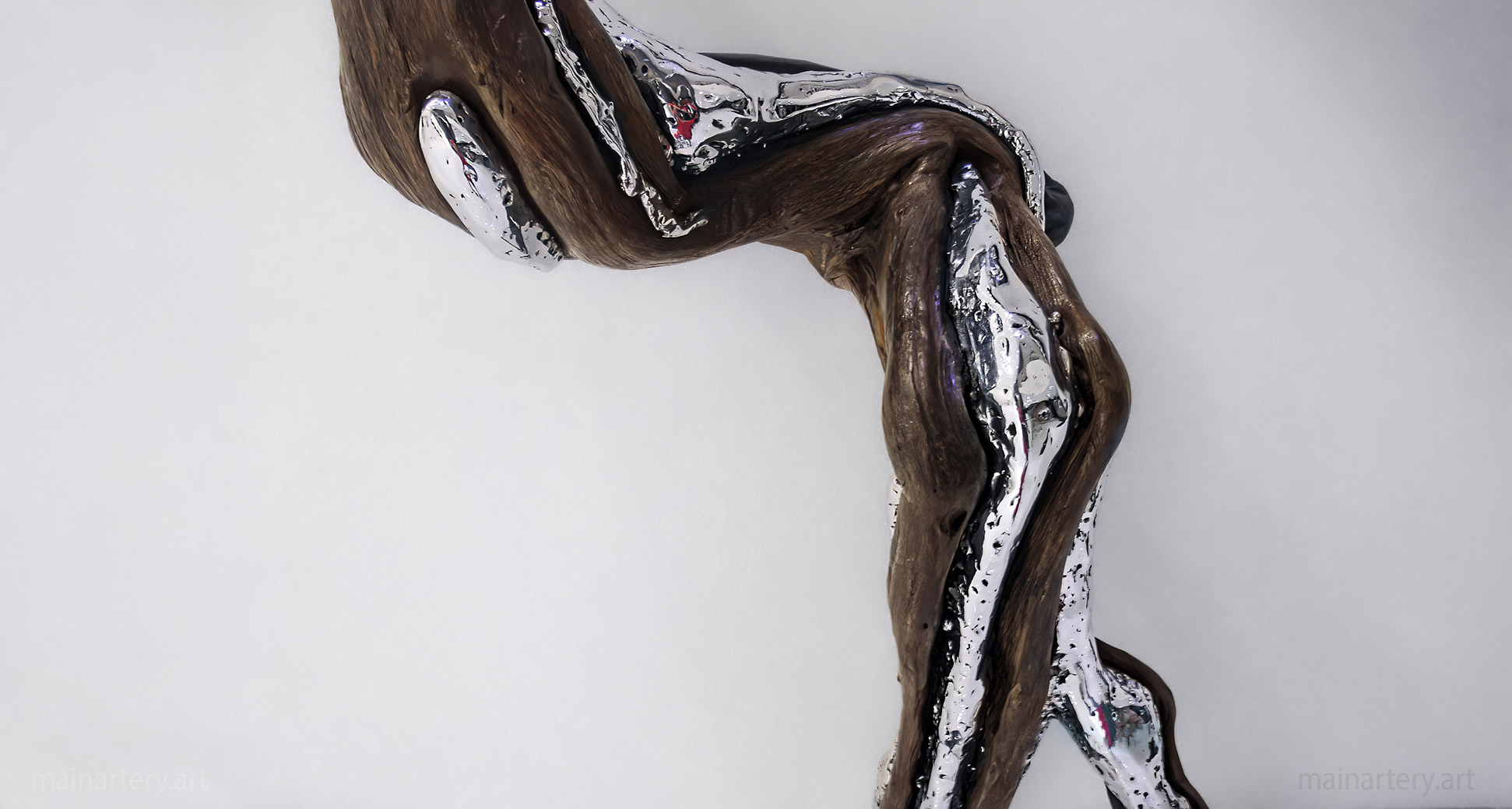 natures vein wall stainless hardwood sculpture image