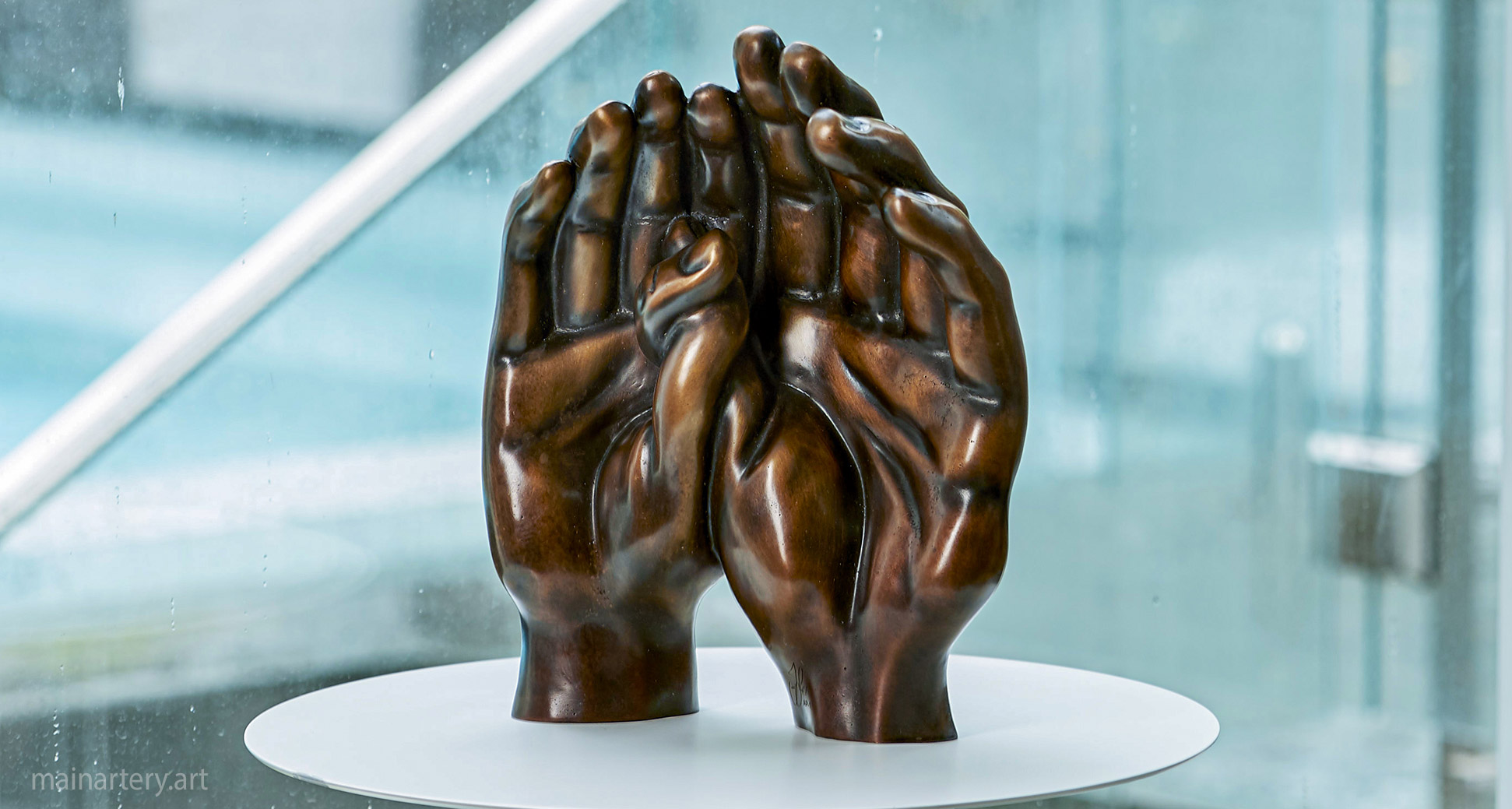 tabletop bronze surreal hand interior art image