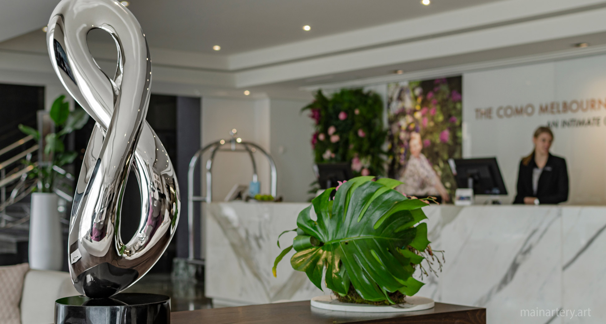 tabletop mirror polished organic feng shui sculpture image