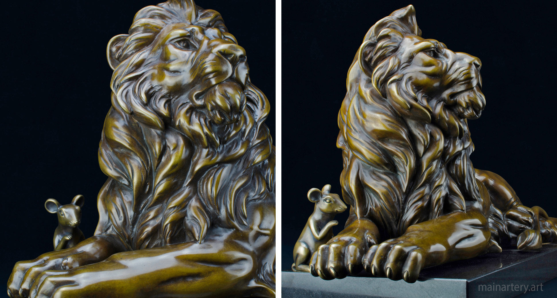 tabletop patina realistic lion sculpture image