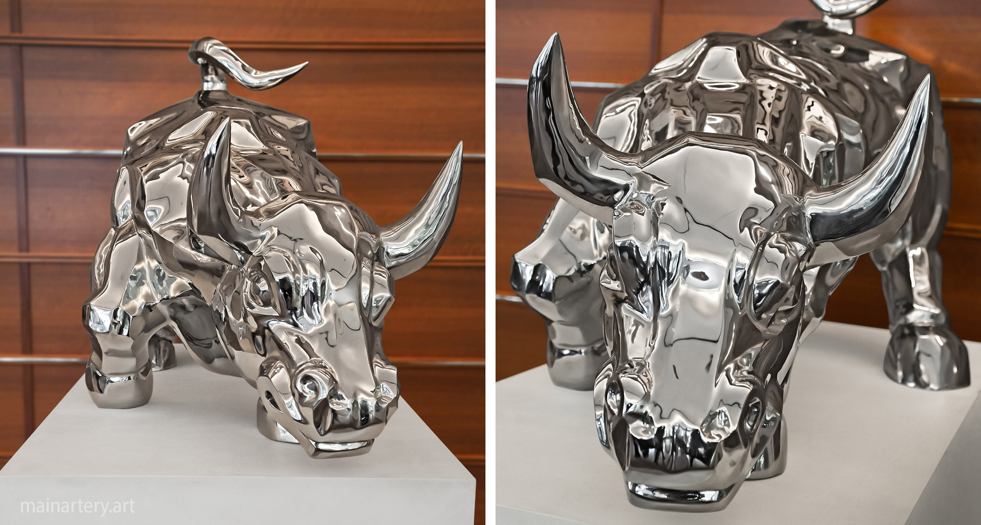 medium metal modern bull sculpture image
