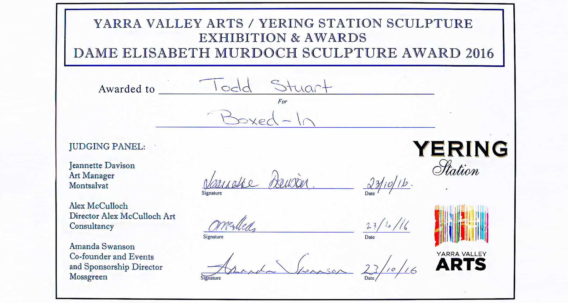 boxed in yering station sculpture award image