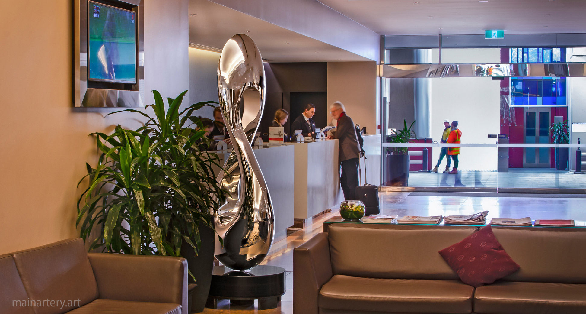 entrance stainless algorithmic interior sculpture image