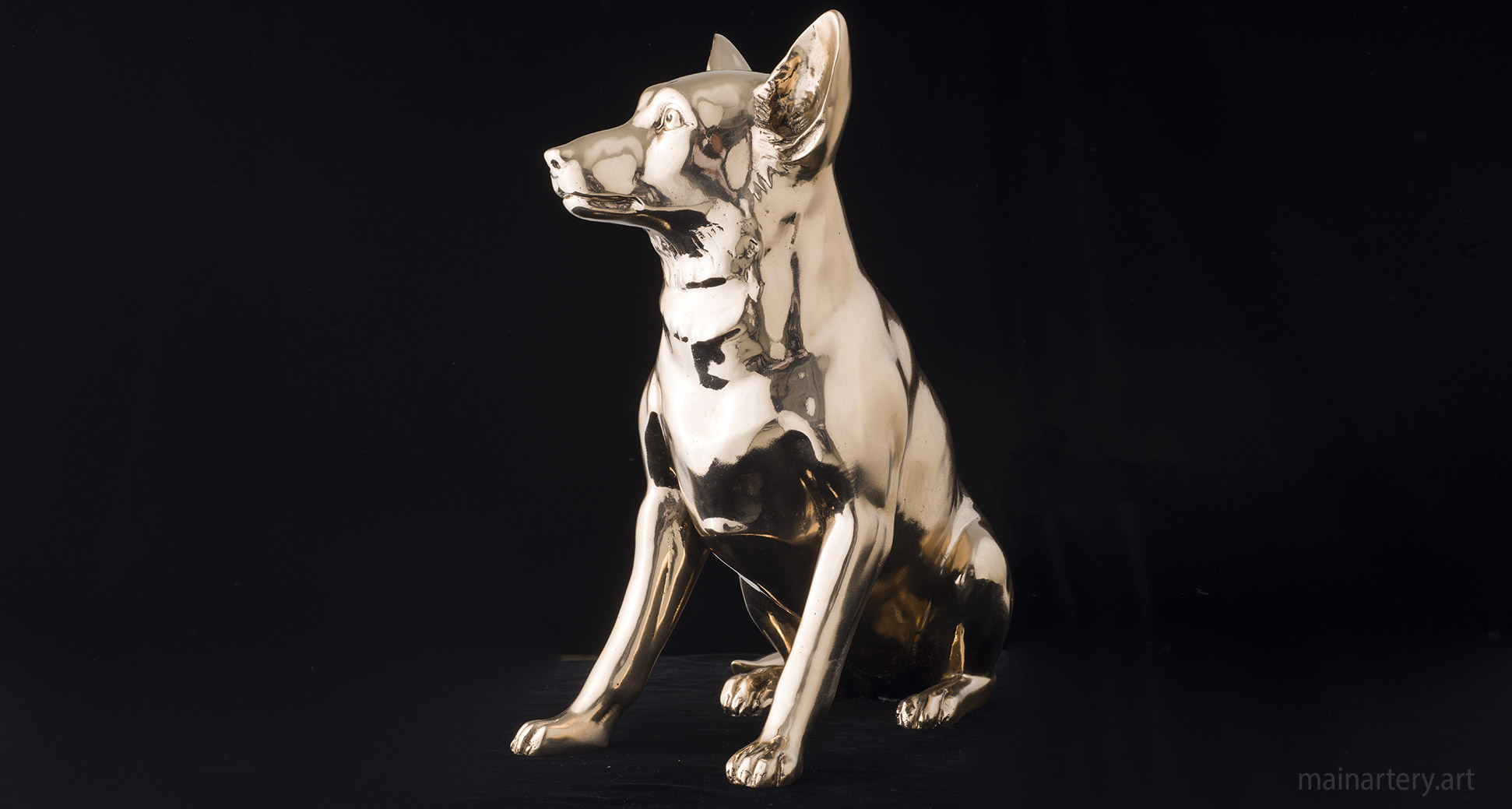 freestanding bronze realistic pet portrait sculpture image