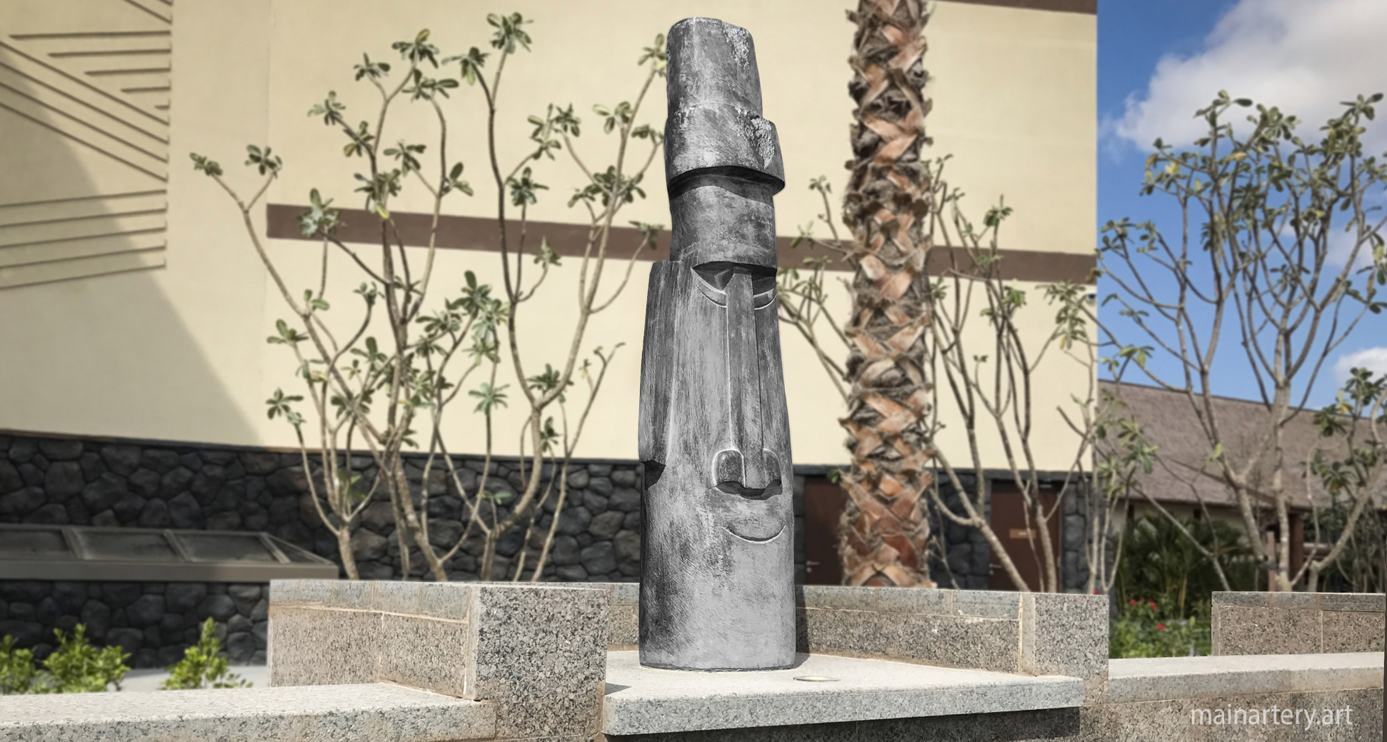 freestanding stone figurative outdoor sculpture image