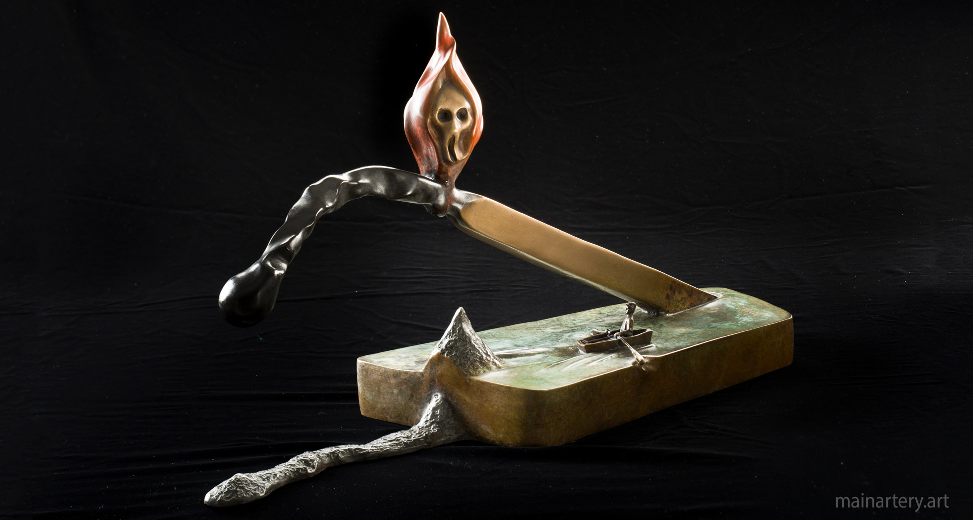 interior bronze surreal burning match artwork image